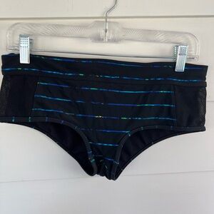 Athleta Black Striped Swim Shorts